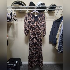 LC Lauren Conrad Black and Brown Long Sleeve Dress